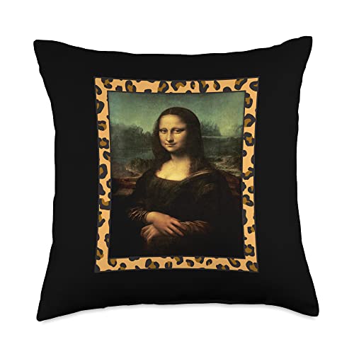 Caz Dezines Mona Lisa Leopard Print Frame Throw Pillow, 18x18, Multicolor