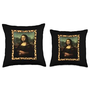 Caz Dezines Mona Lisa Leopard Print Frame Throw Pillow, 18x18, Multicolor