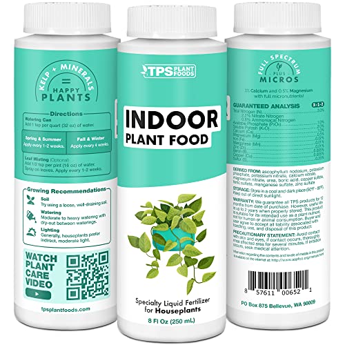 Indoor Plant Food for Houseplants, Liquid Fertilizer 8 oz (250mL)