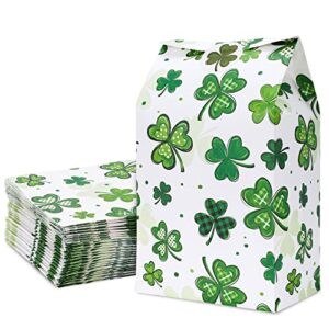 anydesign 36pcs st. patrick's day paper party favor bags lucky shamrock goodie candy treat bags with stickers irish style gift party favor bags for cookie snack present wrapping supplies