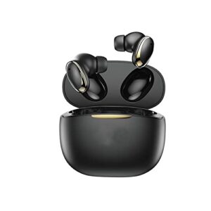 movteke wireless earbuds bluetooth 5.3 headphones built-in microphone touch control with wireless charging case immersive premium sound long distance connection for sport black