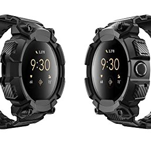 SUPCASE Unicorn Beetle Pro Series Case for Google Pixel Watch 41mm (2022), Rugged Protective Case with Strap Band (Black)