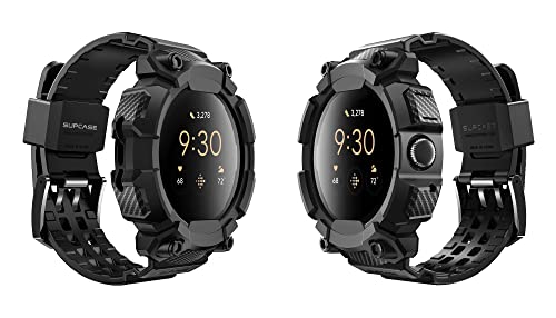 SUPCASE Unicorn Beetle Pro Series Case for Google Pixel Watch 41mm (2022), Rugged Protective Case with Strap Band (Black)