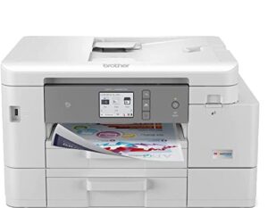 brother mfc-j4535dw inkvestment tank all-in-one color inkjet printer with nfc, print scan copy fax, auto 2-sided printing, built-in wireless, 4800 x 1200 dpi, white, bundle with jawfoal