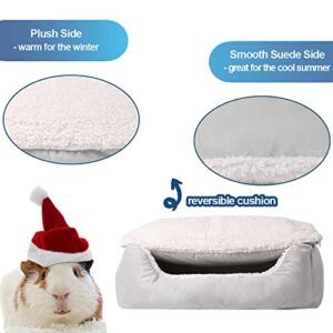 ANPPEX Bunny Bed Rabbit Bed, Cushion for Cat, Guinea Pig Bed Mat, Kitten Hamster Small Cat Dog Bed, with Washable Removable Cushion