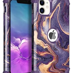 LONTECT for iPhone 11 Case Marble Shockproof Heavy Duty Rugged Durable Protective Cover Girls Women Case for Apple iPhone 11 6.1 Inch, Cobalt Purple