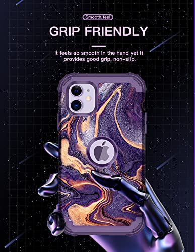 LONTECT for iPhone 11 Case Marble Shockproof Heavy Duty Rugged Durable Protective Cover Girls Women Case for Apple iPhone 11 6.1 Inch, Cobalt Purple