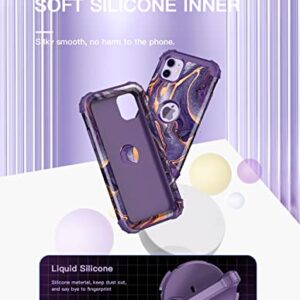LONTECT for iPhone 11 Case Marble Shockproof Heavy Duty Rugged Durable Protective Cover Girls Women Case for Apple iPhone 11 6.1 Inch, Cobalt Purple