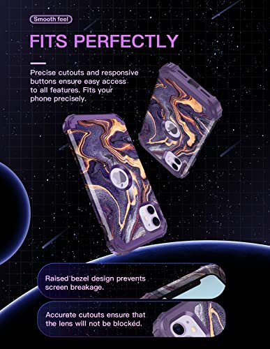 LONTECT for iPhone 11 Case Marble Shockproof Heavy Duty Rugged Durable Protective Cover Girls Women Case for Apple iPhone 11 6.1 Inch, Cobalt Purple