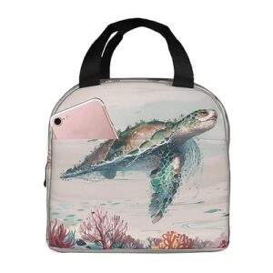 CIOAHYRA Sea Turtle Lunch Bag for Women Men Insulated with Containers Warming Reusable Lunch Box Waterproof Thermal Tote Bag Cooler Bag