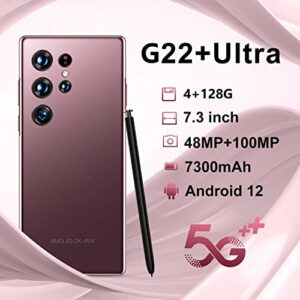 ExAchat G22+ Ultra 5G Smartphone - Unlocked Cell Phone - Sleek Design with Built-in Computer, Qualcomm 888 Chip, 7.3-inch HD+ Screen, Face Recognition, and Powerful Cameras (Rose Gold)