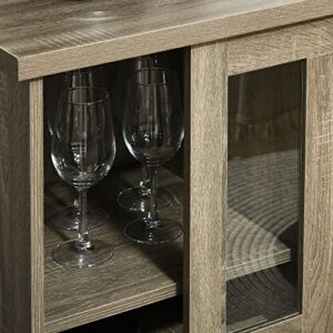 HOMCOM Coffee Bar Cabinet, Sideboard Buffet Cabinet with Sliding Door, Wine Cabinet with Storage, Gray