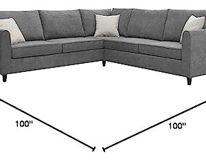 ATY Upholstered Sectional Sofa, L Shape Couch with 3 Pillows, Living Room Furniture, Perfect for Office, Apartment, 88 x 88 Inch, Gray