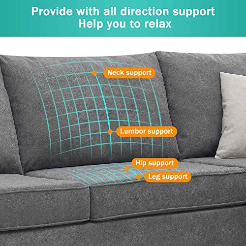 ATY Upholstered Sectional Sofa, L Shape Couch with 3 Pillows, Living Room Furniture, Perfect for Office, Apartment, 88 x 88 Inch, Gray