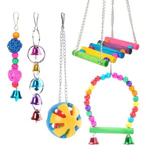 ＫＬＫＣＭＳ parrot supplies wooden birds accessories funny decorate multicolored interactive, big ball 5 pieces