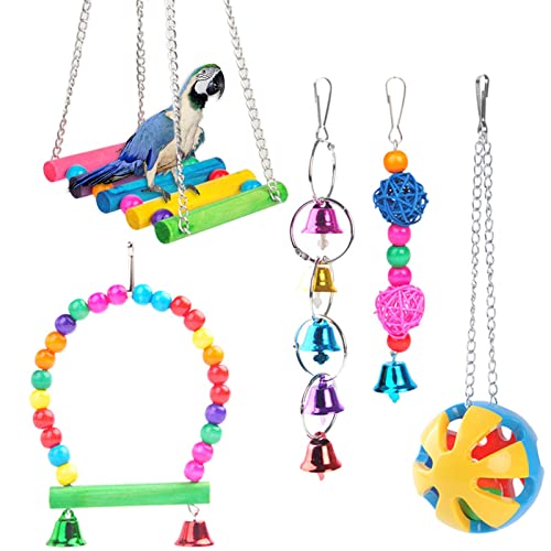 ＫＬＫＣＭＳ Parrot Supplies Wooden Birds Accessories Funny Decorate Multicolored Interactive, Big Ball 5 Pieces