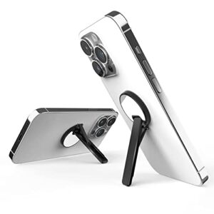 yojor phone kickstand, stick on phone back or case invisible, angle adjustable, sturdy metal stand attachment, universal portable holder for phone, hands-free, video recording anywhere - black