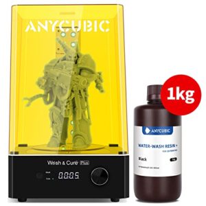 anycubic wash cure machine plus and water washable 3d printer resin (black, 1000g)