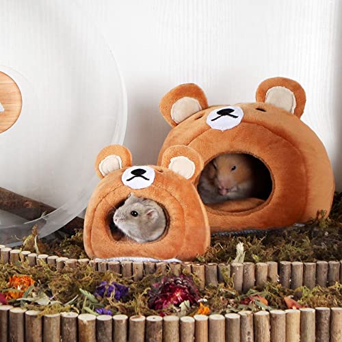 Warm Small Pet Animals Bed Plush Mini Pet Hideout Dutch Pig Hamster Hedgehog Chinchilla Rat Nest(Bear)