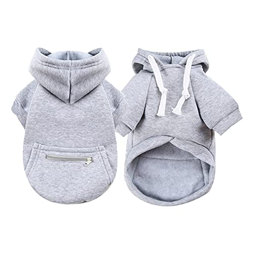 Girl Dog Sweater Large Size Dog Autumn and Winter Pocket Sweatshirt Gray Zipper Hoodies Cute Warm Pet Clothes