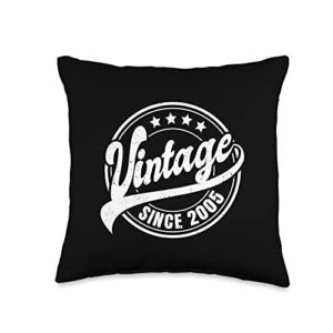vintage 2005 18th birthday gifts for men & women 18 year old: 18th birthday vintage since 2005 throw pillow, 16x16, multicolor