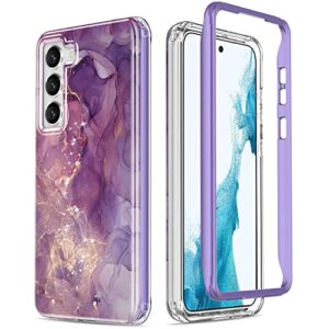 esdot for samsung galaxy s23 case,military grade passing 21ft drop test,rugged cover with fashionable designs for women girls,protective phone case for galaxy s23 6.1" glitter purple marble