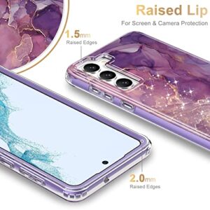 Esdot for Samsung Galaxy S23 Case,Military Grade Passing 21ft Drop Test,Rugged Cover with Fashionable Designs for Women Girls,Protective Phone Case for Galaxy S23 6.1" Glitter Purple Marble