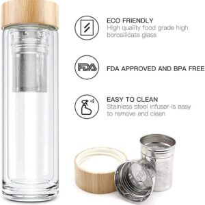 Crofton Double Wall Glass Infuser Bottle 17.5 fl. oz., Infuser Bottle, Travel Bottle