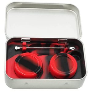 vitakiwi portable silicone carving travel tin kit with non-stick 5ml concentrate containers (red black)