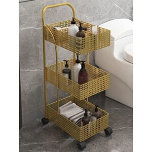 SLNFXC Scandinavian Iron Shelves Bedroom Kitchen Metal Removable Bathroom Storage Rack with Wheels Trolley