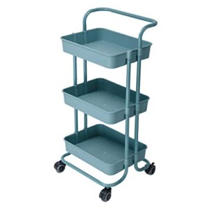 slnfxc 3 layer storage rack kitchen trolley movable shelf home furniture organizer with wheels narrow cabinet (color : blue, size : 88 * 42 * 37cm)