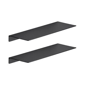 joom black floating shelves for wall storage, metal wall shelves for living room, bathroom, kitchen, 12” small display shelves for collectibles(2 pcs)