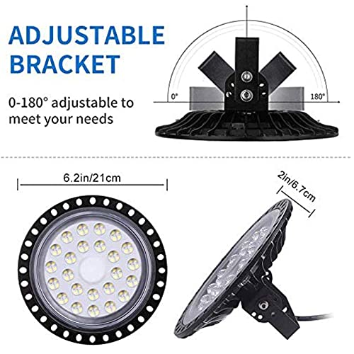 UFO LED High Bay Light 100W, High Bay LED Shop Lights, 10000LM 6000K Commercial Bay Lighting, IP65 Warehouse LED Lights Warehouse Area Light, UFO LED Light Indoor for Garage Workshop