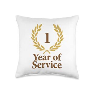 years of service happy work anniversary jubilee 1 year of service funny 1st work anniversary jubilee throw pillow, 16x16, multicolor