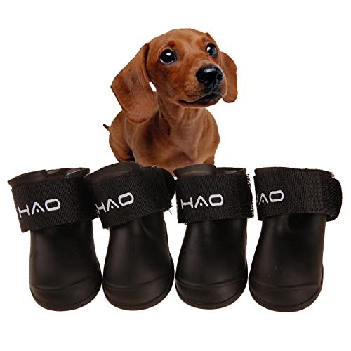 7 Colors Available, Dog Rain Boots for Small Medium Large Dogs, Size S to 2XL, Waterproof Dog Shoes Black Small