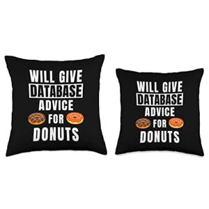 Database Administrator Gift SQL Programmer Admin Database Advice for Donuts Coding Funny SQL Administrator Throw Pillow, 16x16, Multicolor