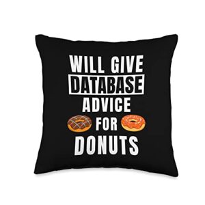 database administrator gift sql programmer admin database advice for donuts coding funny sql administrator throw pillow, 16x16, multicolor