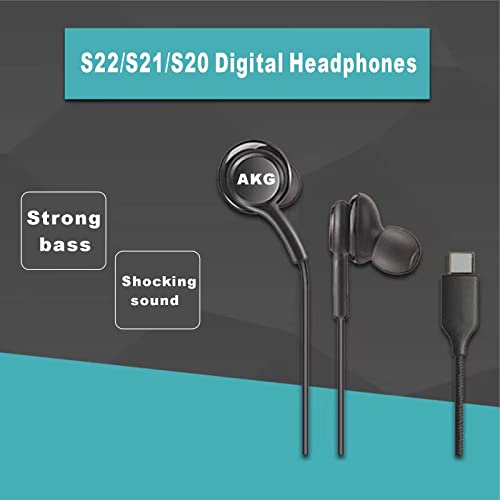 2023 in-Ear Sports Earbuds for Samsung Galaxy S22 Ultra Galaxy S21 Ultra 5G, Galaxy S10, S9 Plus, Note 10, Note 10+ - Designed by AKG - with Microphone and Volume Remote Type-C Connector-Black