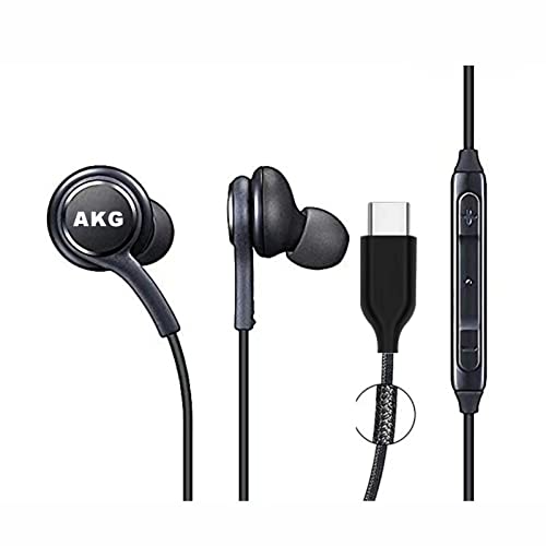 2023 in-Ear Sports Earbuds for Samsung Galaxy S22 Ultra Galaxy S21 Ultra 5G, Galaxy S10, S9 Plus, Note 10, Note 10+ - Designed by AKG - with Microphone and Volume Remote Type-C Connector-Black