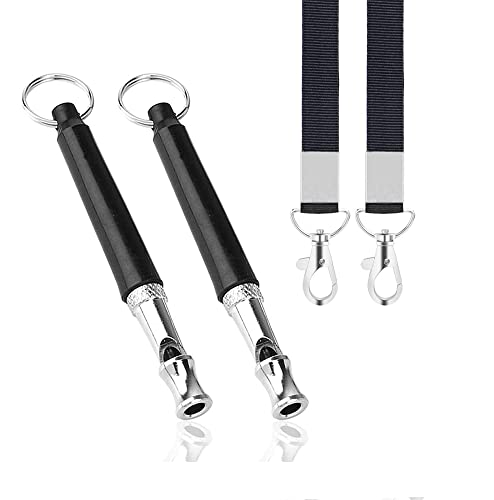 PILONG 2 Pack Dog Whistle, Dog Whistle to Stop Barking Neighbors Dog, Adjustable Ultrasonic Silent Dog Whistle, Professional Recall Dog Training Whistles with Lanyard