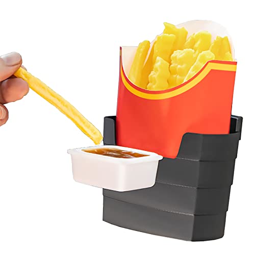 LRQSM Ultra-Durable French Fry Holder for Car – Sauce Combo Pack – Universal Burger Beverage Fast Food & More – Easy to use