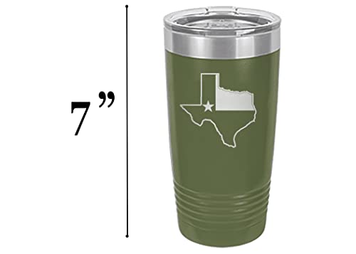 Rogue River Tactical Funny Texas Flag 20 Oz. Stainless Steel Travel Tumbler Mug Cup w/Lid Vacuum Insulated Hot or Cold (Green)
