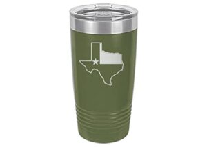 rogue river tactical funny texas flag 20 oz. stainless steel travel tumbler mug cup w/lid vacuum insulated hot or cold (green)