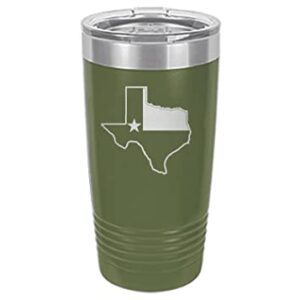 Rogue River Tactical Funny Texas Flag 20 Oz. Stainless Steel Travel Tumbler Mug Cup w/Lid Vacuum Insulated Hot or Cold (Green)