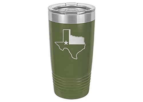 Rogue River Tactical Funny Texas Flag 20 Oz. Stainless Steel Travel Tumbler Mug Cup w/Lid Vacuum Insulated Hot or Cold (Green)