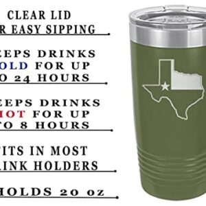 Rogue River Tactical Funny Texas Flag 20 Oz. Stainless Steel Travel Tumbler Mug Cup w/Lid Vacuum Insulated Hot or Cold (Green)