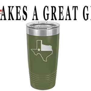 Rogue River Tactical Funny Texas Flag 20 Oz. Stainless Steel Travel Tumbler Mug Cup w/Lid Vacuum Insulated Hot or Cold (Green)