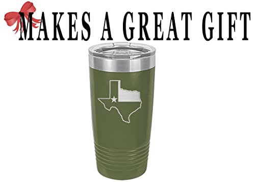 Rogue River Tactical Funny Texas Flag 20 Oz. Stainless Steel Travel Tumbler Mug Cup w/Lid Vacuum Insulated Hot or Cold (Green)