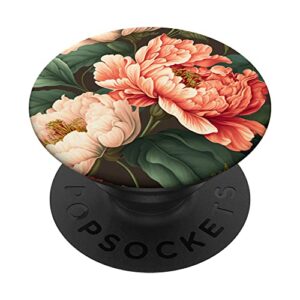 vintage peony inspired flower plant lover funny gardening popsockets swappable popgrip