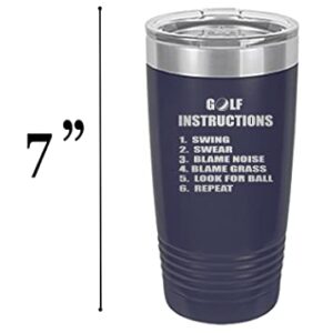 Rogue River Tactical Funny Golf Instructions 20 Oz. Travel Tumbler Mug Cup w/Lid Vacuum Insulated Hot or Cold Gift For Golfer Dad Grandpa Ball (Blue)